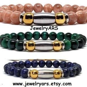 Tigers eye, sunstone, lapis lazuli Unisex Bracelet